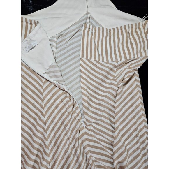 New York and Company Khaki Striped Halter Top Backless Maxi Dress - SZ 2XL - Picture 4 of 8